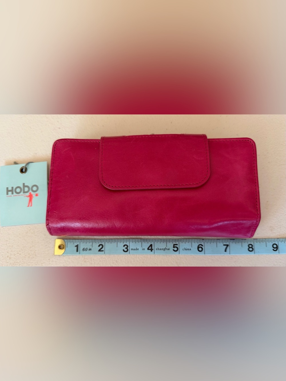 HOBO Fuchsia Leather Flap Wallet